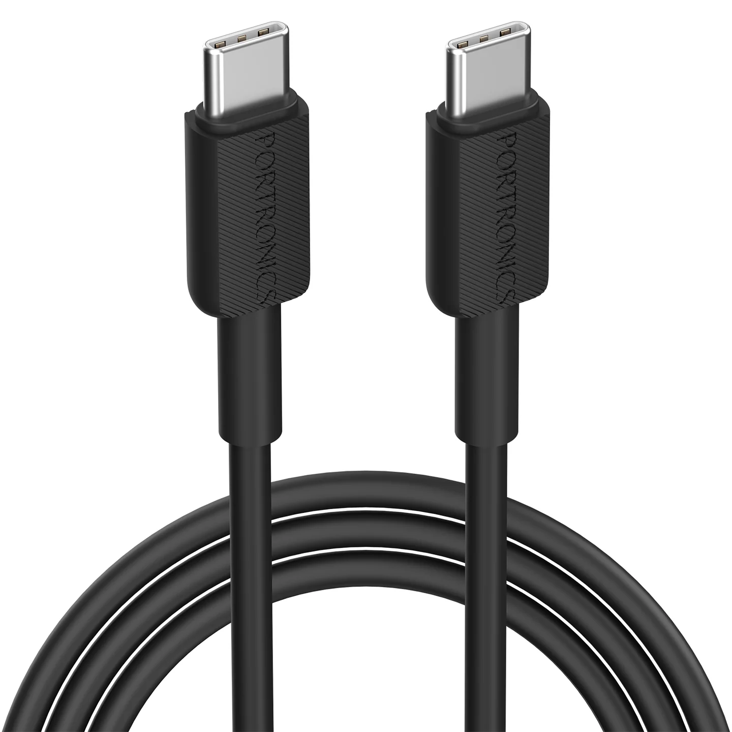 Portronics Konnect Link C Square 60W Type C to Type C Fast Charging PD Cable with 480Mbps Data Sync Compatible with Smartphones, iPhone 15 series, MacBook and Other Type C devices 1M Length(Black)