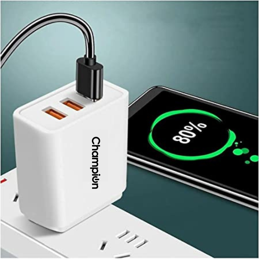 Champion 15W 3A Multiport USB Wall Charger | Charging Adapter for All Mobile Phones (White)