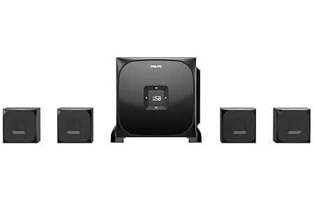 Philips Audio SPA8170B 4.1Ch 100W Bluetooth Multimedia Speaker with Rich Bass, USB, Optical, and Aux-In (Black) | Visit the PHILIPS Store