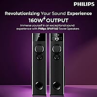 PHILIPS Audio SPA9160 2.0CH Tower Speakers - 160W, Wireless Microphone, Multi-Connectivity, Karaoke, Thumping Bass (Black)