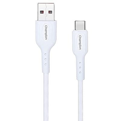 Champion USB to Type-C 3Amp Data Sync & Charging Cable PVC for all Android & USB Type-C Devices (White)