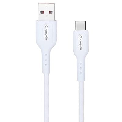 Champion USB to Type-C 3Amp Data Sync & Charging Cable PVC for all Android & USB Type-C Devices (White)