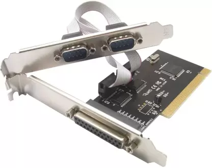 PCI 2 x DB9 (Serial, RS232) & 1 x DB25 (LPT1 Parallel) Ports PCI Card with Chipset Network Interface Card  (Black)