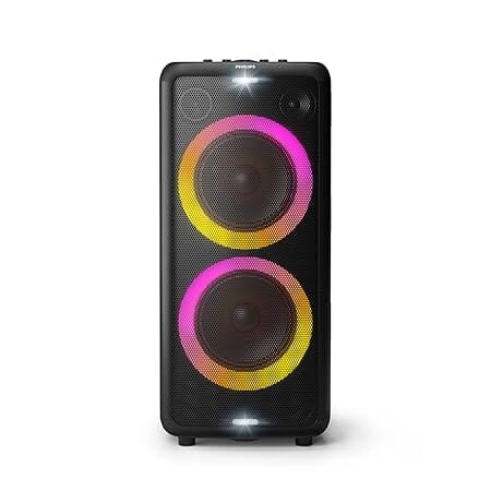 "Philips TAX5206 Bluetooth Party Speaker – 160W Power, 14 Hours Play Time, Karaoke, Guitar/Mic Input, Party Lights, Trolley Design"