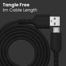 Portronics Konnect Core Micro USB Cable Tangle-Free with 3A Rapid Charging & 480mbps Data Transmission, 1 Meter Length(Black)