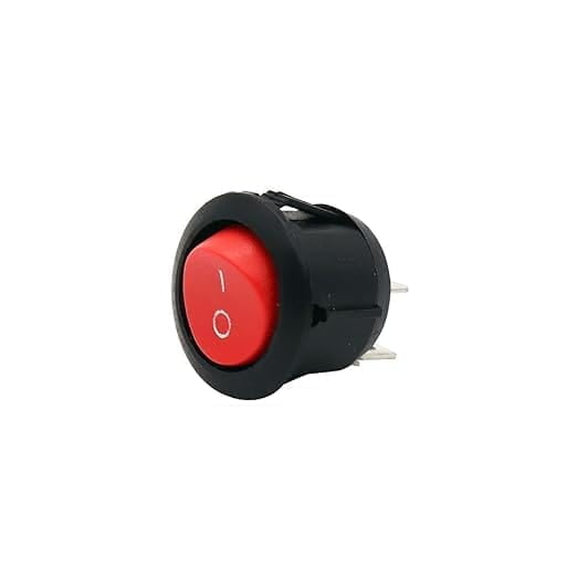 SPST ON-OFF Round Rocker Switch Without Indicator Red