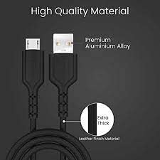 Portronics Konnect Core Micro USB Cable Tangle-Free with 3A Rapid Charging & 480mbps Data Transmission, 1 Meter Length(Black)