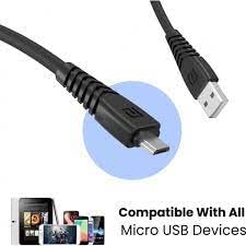 Portronics Konnect Core Micro USB Cable Tangle-Free with 3A Rapid Charging & 480mbps Data Transmission, 1 Meter Length(Black)