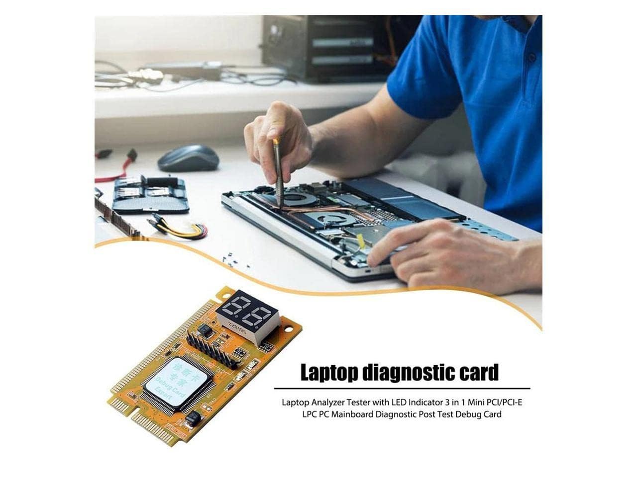 Mini PCI/Mini PCI-E/LPC 3-in-1 PCB Diagnostic Test Card for Desktop and Laptop Debugging