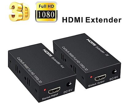 60M HDMI Extender Repeater Transmitter/Sender + Receiver Over Cat5 Cat6 60 Meters