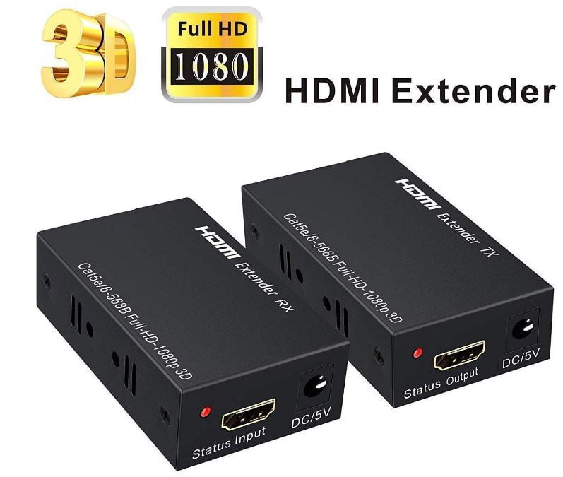 60M HDMI Extender Repeater Transmitter/Sender + Receiver Over Cat5 Cat6 60 Meters