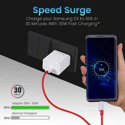 Portronics 35W Adapto 35A USB-A Fast Charging Adaptor with 1M Charging Cable, Support VOOC Charging/WARP Charging/Dash Charging/Quick Charging, Suitable for Oneplus,Samsung,Oppo,Realme,Mi (White)