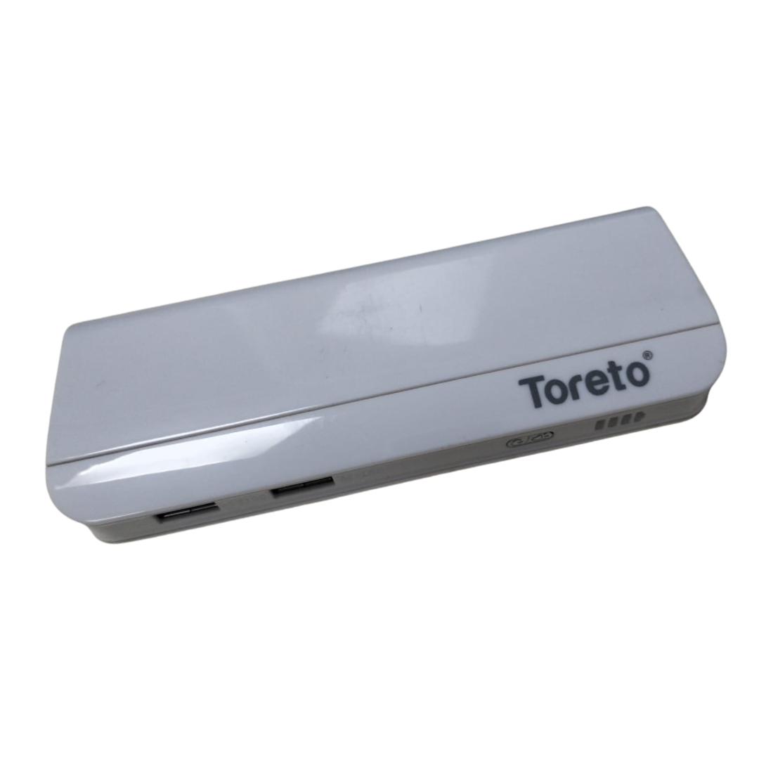 Toreto Power Bank | Dual USB Output, Micro Input Port , Inbuilt Torch – Fast Charging for Mobile, Earbuds, Smartwatch , Smartband (White)