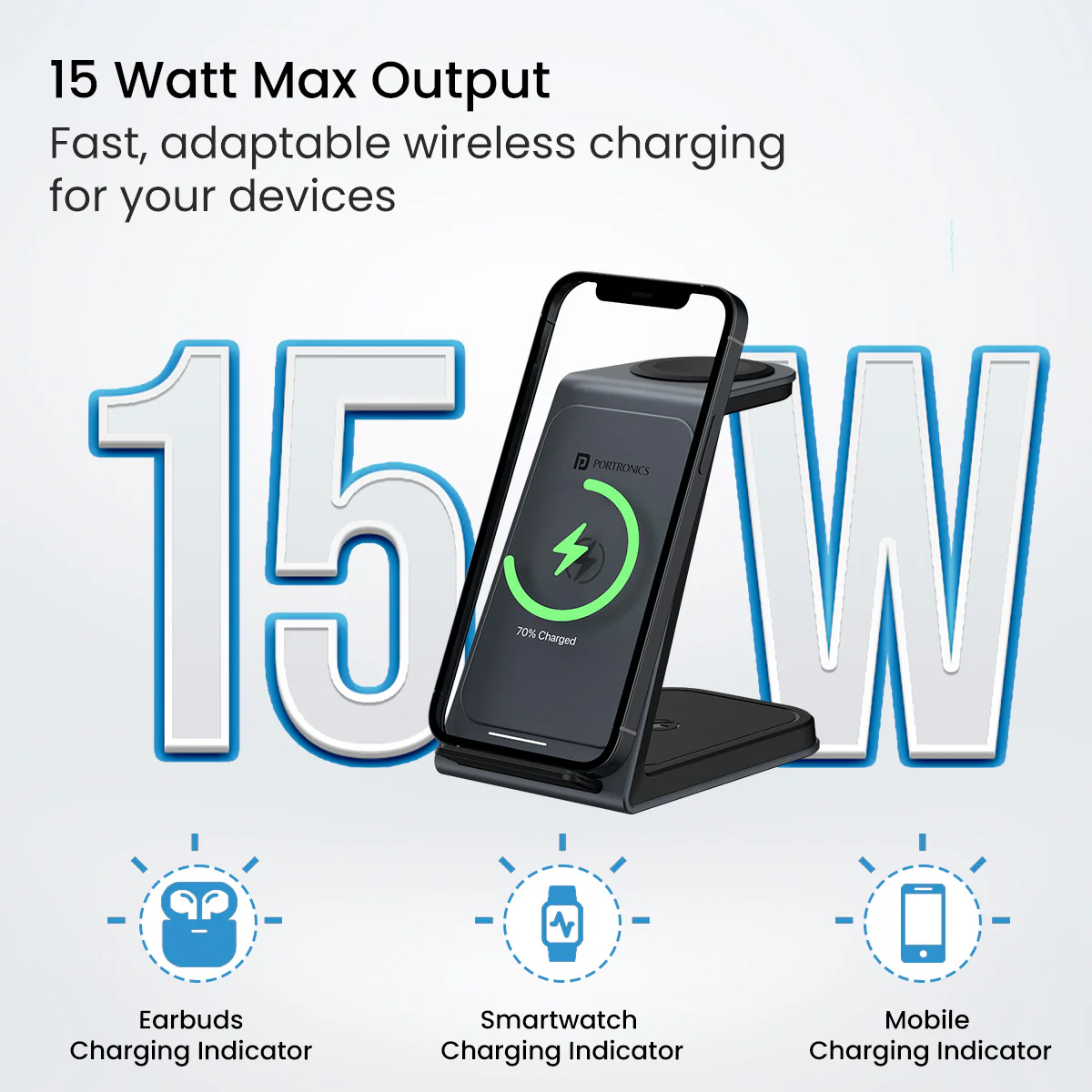 Portronics Freedom Trio 15w 3in1 Wireless Charger for iPhone