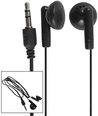 Wired Airline Headphone - Single Use Earphone without Mic ( Black)