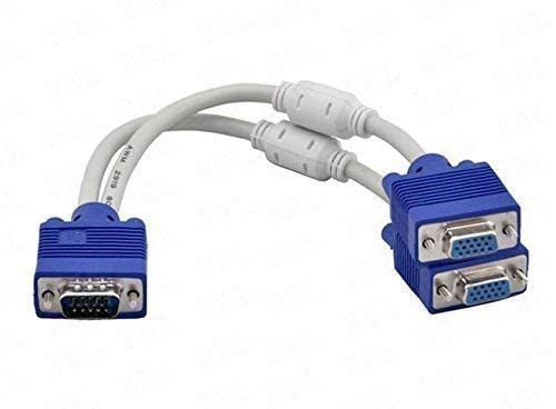 1 VGA Male to 2 VGA Female Video Splitter M/F- VGA Y Cable