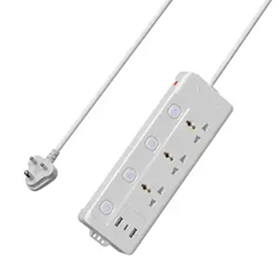 Portronics Power Plate 18 Extension Board with 3 Universal Power Sockets, 1500 Watts, 3 Meter Long Heavy-Duty Cord, USB-A & USB-C Ports for Charging(White)