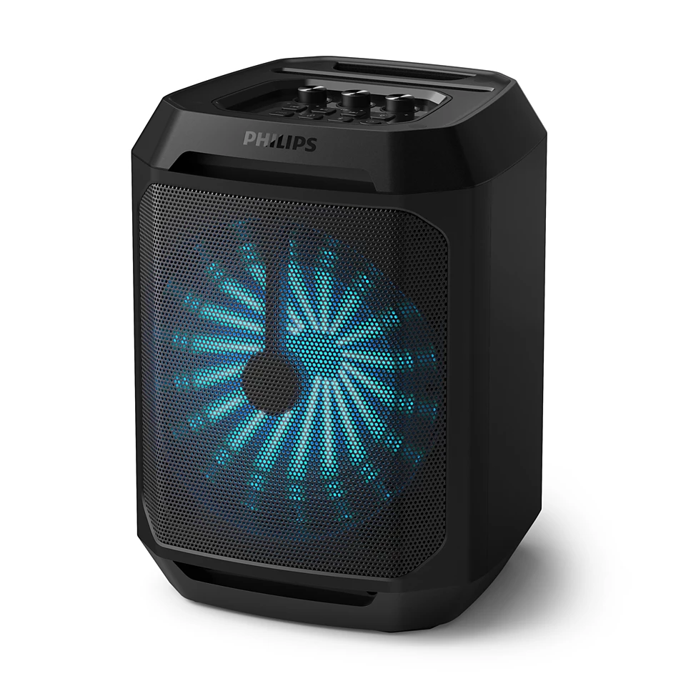 Philips New TAX2208 Bluetooth Party Speaker,30W Dynamic Bass Boost, 3000mAh Battery, Aux-in, Karaoke Mic Input, Wireless Pairing for Stereo Sound, Built-in Easy to Carry Handle, Dynamic Light Modes