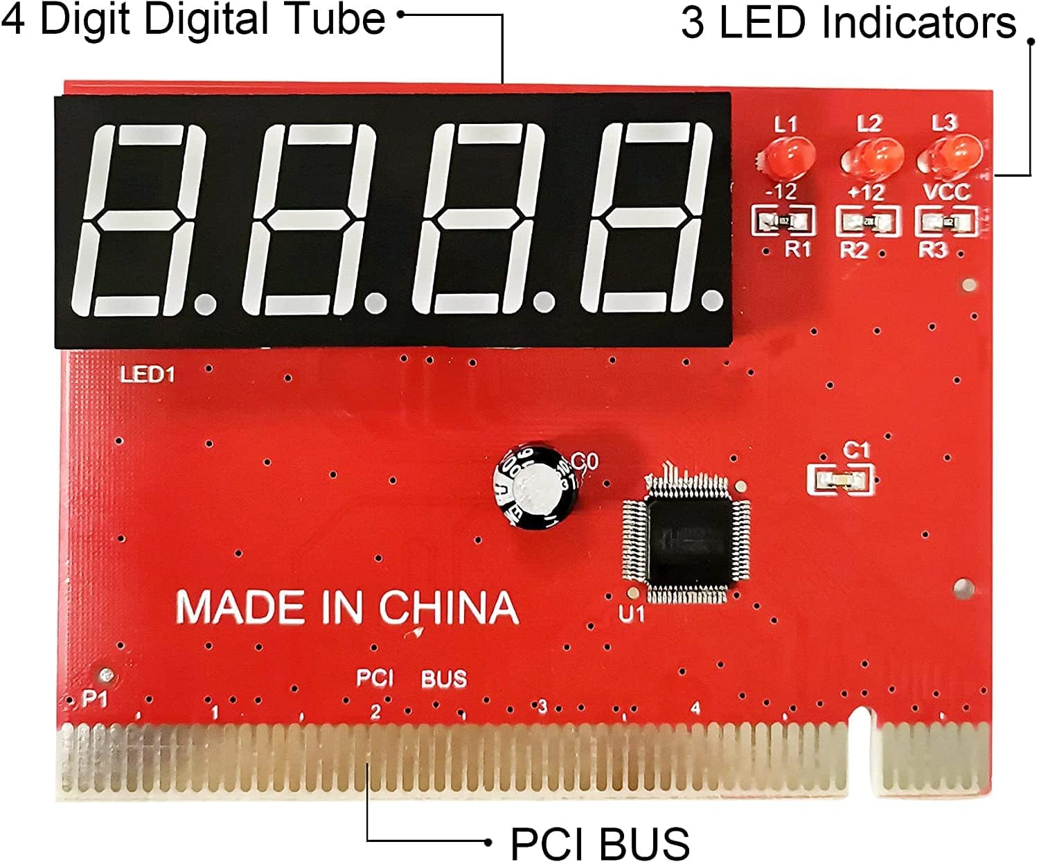 PCI 4-Digit Motherboard Diagnostic Card for Testing and Debugging Tool with User Manual