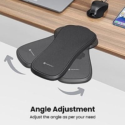 Portronics Armya Arm Rest for Desk PC, Laptop, Desk Extender Table Pad Support Health Care Hand Support Adjustable Home Office Easy and Comfortable Use (Black)