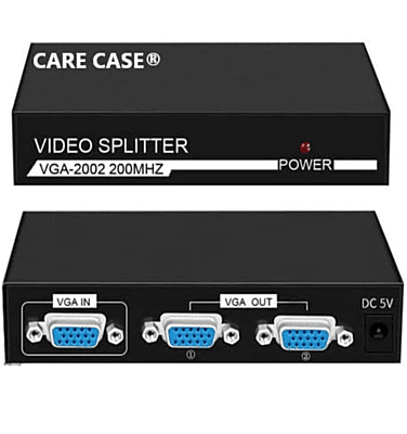 2 Port VGA Splitter 1X2, 1 Input 2 Output VGA Switcher 1 PC to 2 Monitors,Video Distributor Converter (VGA Splitter 1 in 2 Out)