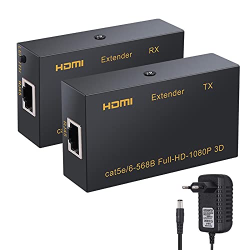 HDMI Extender, HDMI to RJ45 Ethernet Converter, Transmitter & Receiver Kit for PS4, TV Box, PC, DVD Player