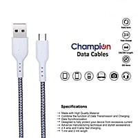 Champion USB to Micro 2.4Amp Data Sync & Charging Cable Braided 1M for all Android & Micro USB Devices