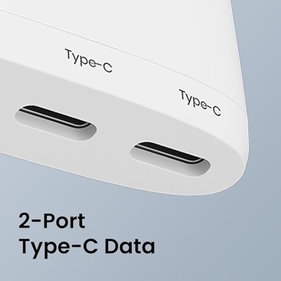 Portronics Mport 41 USB C Hub (4-in-1) with Ethernet (1000 Mbps Gigabit Internet), 2-Ports Type-C Data, USB 3.0 Port, Multiport 10/100/1000 Mbps RJ45 LAN Adapter for Laptop, PC, Mac & Desktop (White)