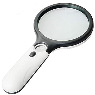 Magnifying Glass with 3 LED Lights - Dual Lenses for Reading & Jewelry Inspection