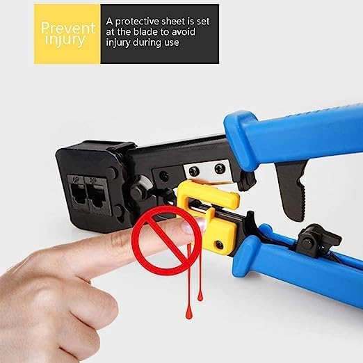 EZ RJ45 Crimping Tool with Round Cable Stripper Professional Pass Through Crimper for Cat5/Cat5e/Cat6/RJ11/RJ12 Connectors