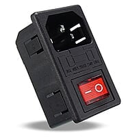 3 Pin AC Power Socket With Indicator Switch and Fuse Connector Socket