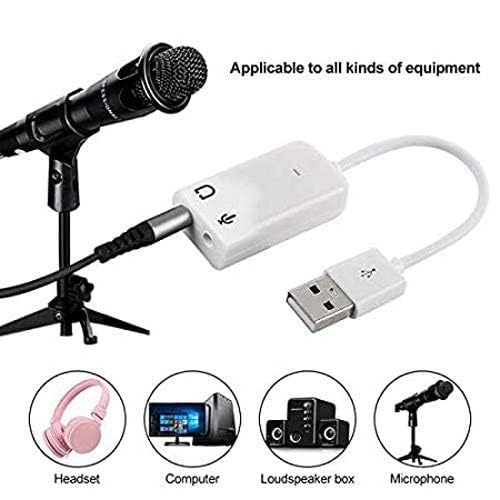 USB 2.0 Sound Card Audio Adapter, 7.1 Channel , 3.5mm Dual Jack for Voice Recording and Listening Compatible with Laptop and Desktop (White)