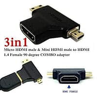 HDMI Female to Micro HDMI or Mini HDMI Male Connector (Black)