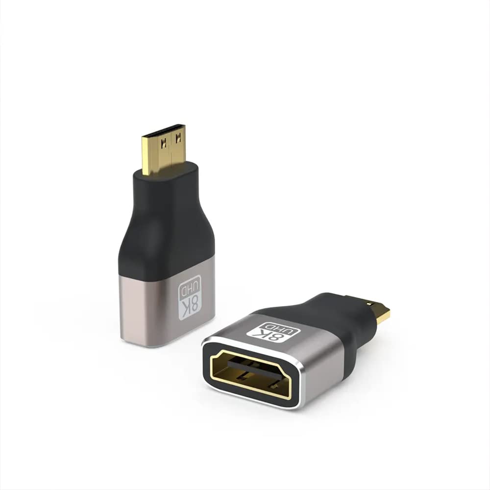 Mini HDMI (M) to 8K HDMI 2.1 (F) Adapter, 8K @60Hz, 4K @120Hz, Dynamic HDR, 3D & eARC for TV, Projector, Laptop