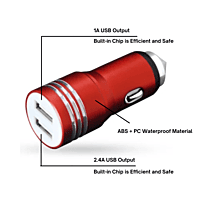 Champion Dual Port USB Metallic Fast Car Charger 2.4A For All Android And Apple Phones