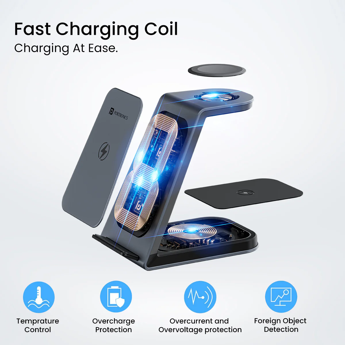 Portronics Freedom Trio 15w 3in1 Wireless Charger for iPhone