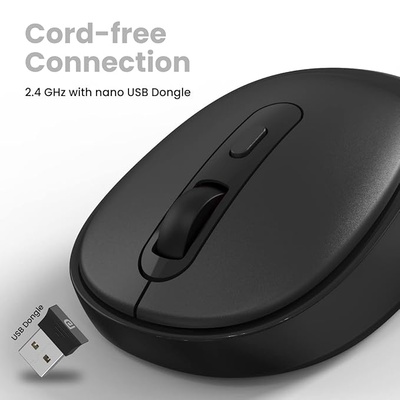 Portronics Toad 27 Wireless Mouse, Silent Buttons, 2.4 GHz with USB Nano Dongle for PC/Mac/Laptop, Auto Power Saving Mode, Adjustable DPI Button(Black)