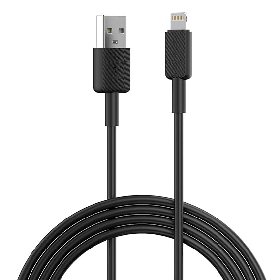 Portronics Konnect Link USB to 8PIN Fast Charging Cable with iOS Compatibility, 3.0A Output, 480Mbps Data Transfer, 1M Length(Black)