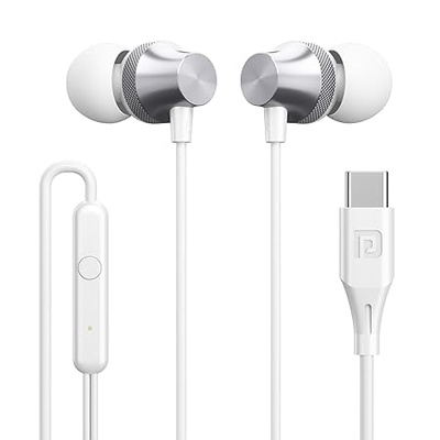 Portronics Conch Beat C in Ear Wired Earphones with Mic, Type C Audio Jack, 10mm Driver, 1.2m TPE Anti Tangle Wire, in line Mic Controls, Powerful Audio, Metal Alloy Body, Wide Compatibility(Silver)