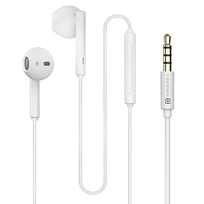 Portronics Conch Theta A in Ear 3.5mm Wired Earphones with In Line HD Mic, Powerful Audio, 14.2mm Dynamic Driver, Unique Earbuds Design, TPE Anti Tangle Wire,In line Controls,Wide Compatibility(White)