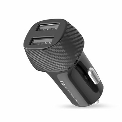 Portronics Car Power 5 Car Charger POR-1345 with Dual USB Port 12W Total Output(Black) Micro USB Cable Included