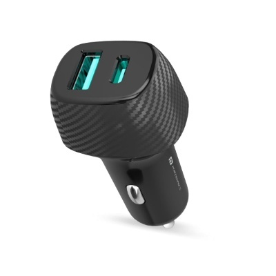 Portronics Car Power 6 Car Charger with Dual USB Port for Cellular Phones (PD+QC) 38W (Black)