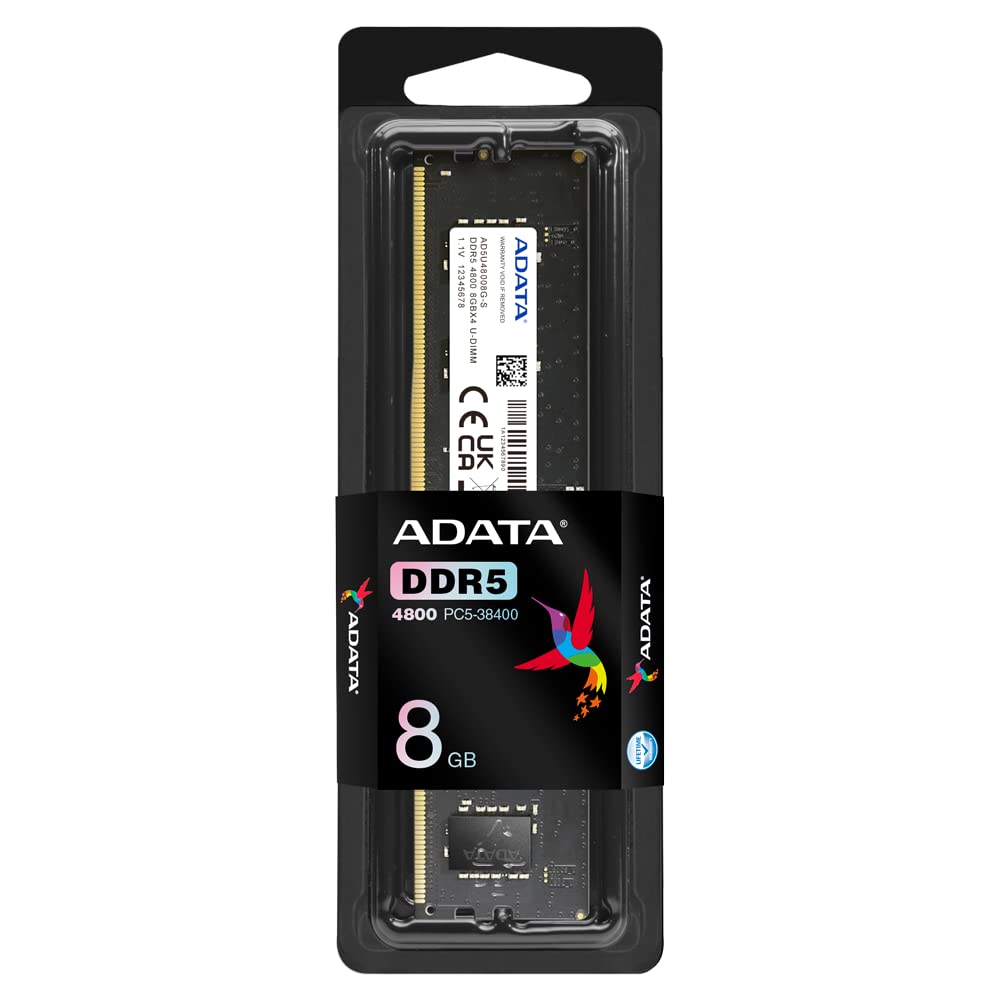 ADATA (UDIMM) DDR5 Desktop Memory, Single RAM Module, Supports Intel & AMD Latest CPU, Intel XMP & AMD Expo, Built in PMIC, On Die ECC, Low Voltage, More Bandwidth, Without Heat Sink