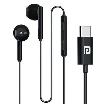 Portronics Conch Theta C in Ear Type C Wired Earphones with in Line HD Mic, Powerful Audio, 14.2mm Driver, Unique Earbuds Design, TPE Anti Tangle Wire, in line Controls, Wide Compatibility