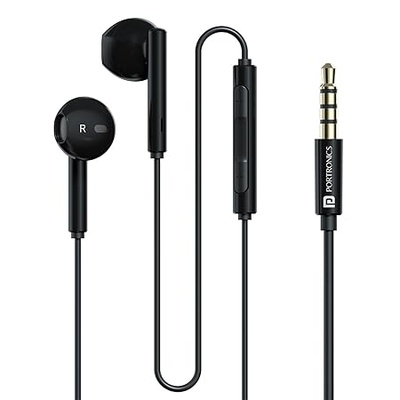 Portronics Conch Theta A in Ear 3.5mm Wired Earphones with In Line HD Mic, Powerful Audio, 14.2mm Dynamic Driver, Unique Earbuds Design, TPE Anti Tangle Wire,In line Controls,Wide Compatibility(White)