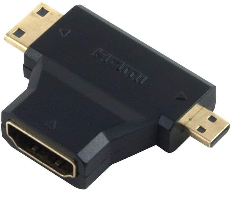 HDMI Female to Micro HDMI or Mini HDMI Male Connector (Black)