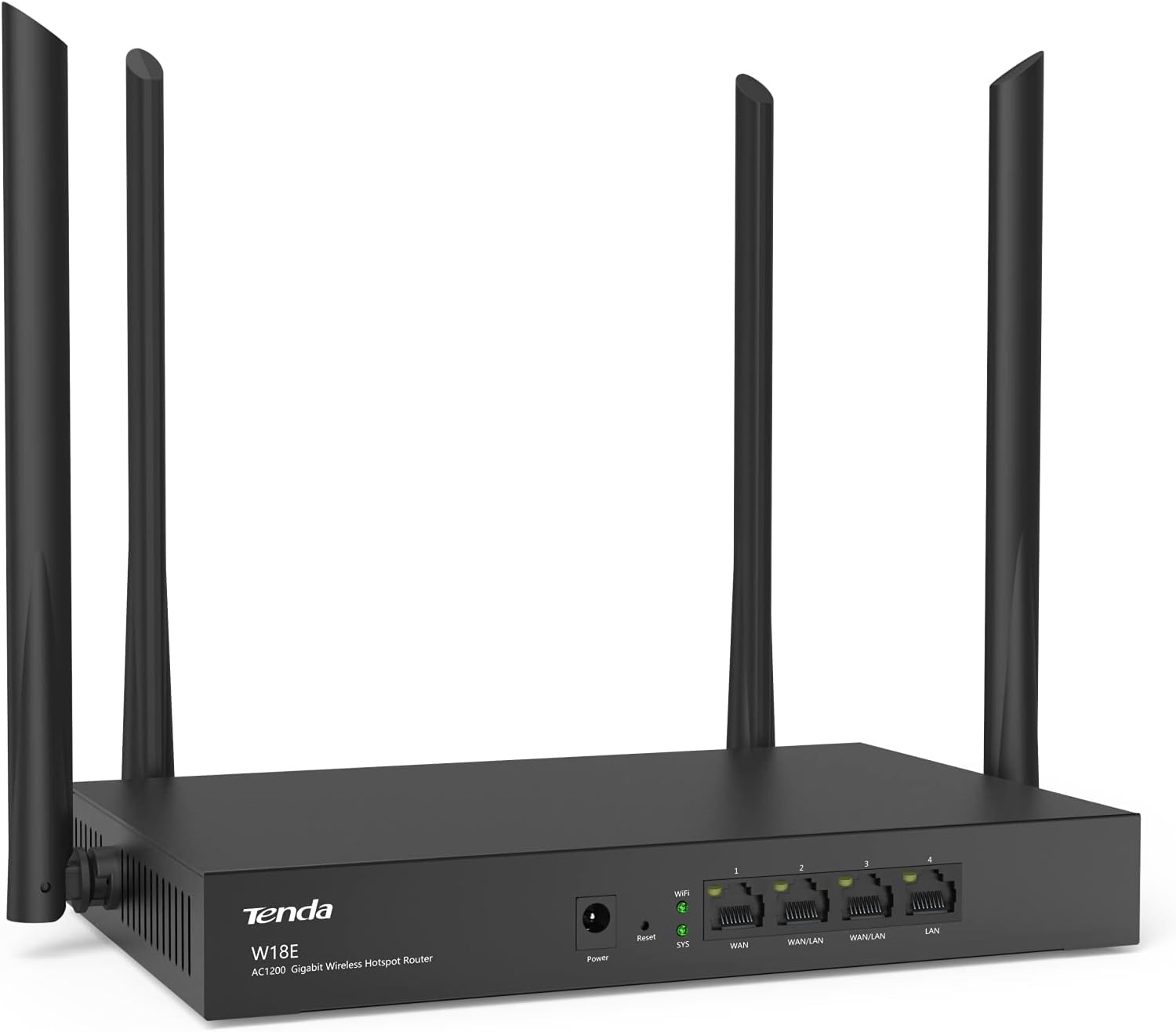 TENDA W18E AC1200 Gigabit Wireless Hotspot Router, 300 Square Meters, 867Mbps/300Mbps, 50 Users, Gigabit Port, 4xAntenna, Domain Maintenance