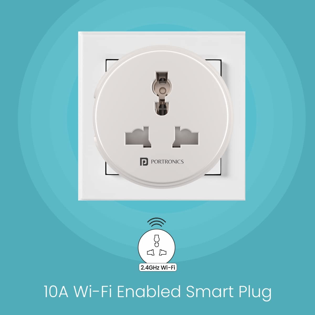 Portronics Splug 10 Wifi 10A Smart Plug Suitable for TVs, Fan, Light, Music System Compatible with Alexa and Google Assistant