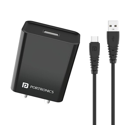 Portronics Adapto 62 C 2.4A 12W Fast Wall Charger with 1M Type C Cable, BIS Certified, Made in India,Single USB Charging Adapter for iPhone Portronics Adapto 62 C 2.4A 12W Fast Wall Charger with 1M Type C Cable, BIS Certified, Made in India,Single USB Charging Adapter for iPhone