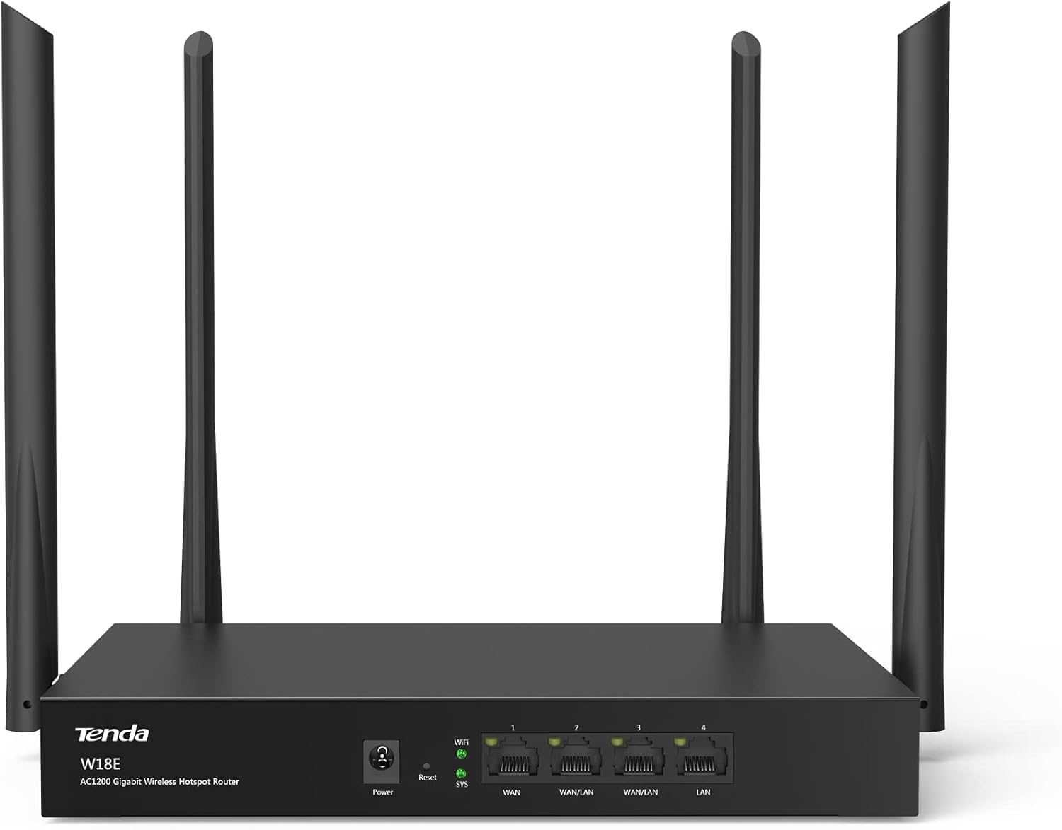 TENDA W18E AC1200 Gigabit Wireless Hotspot Router, 300 Square Meters, 867Mbps/300Mbps, 50 Users, Gigabit Port, 4xAntenna, Domain Maintenance